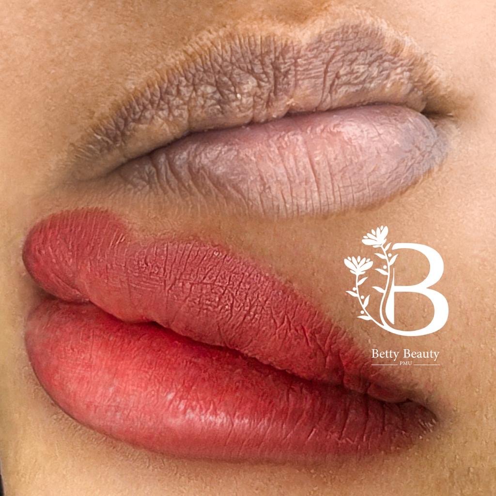 Lip blush by Betty Beauty PMU, healed and fresh results