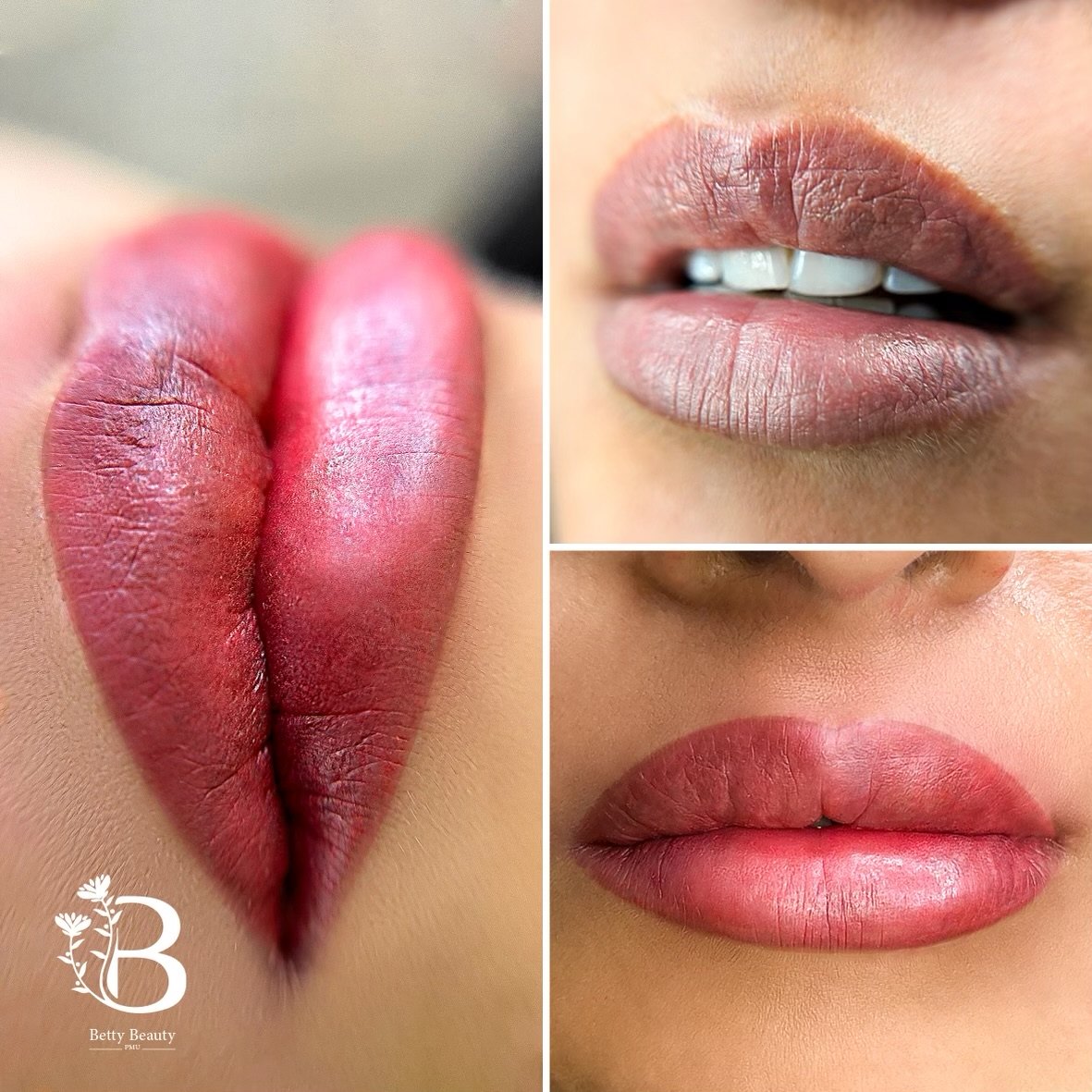 Lip blush by Betty Beauty PMU, healed and fresh results